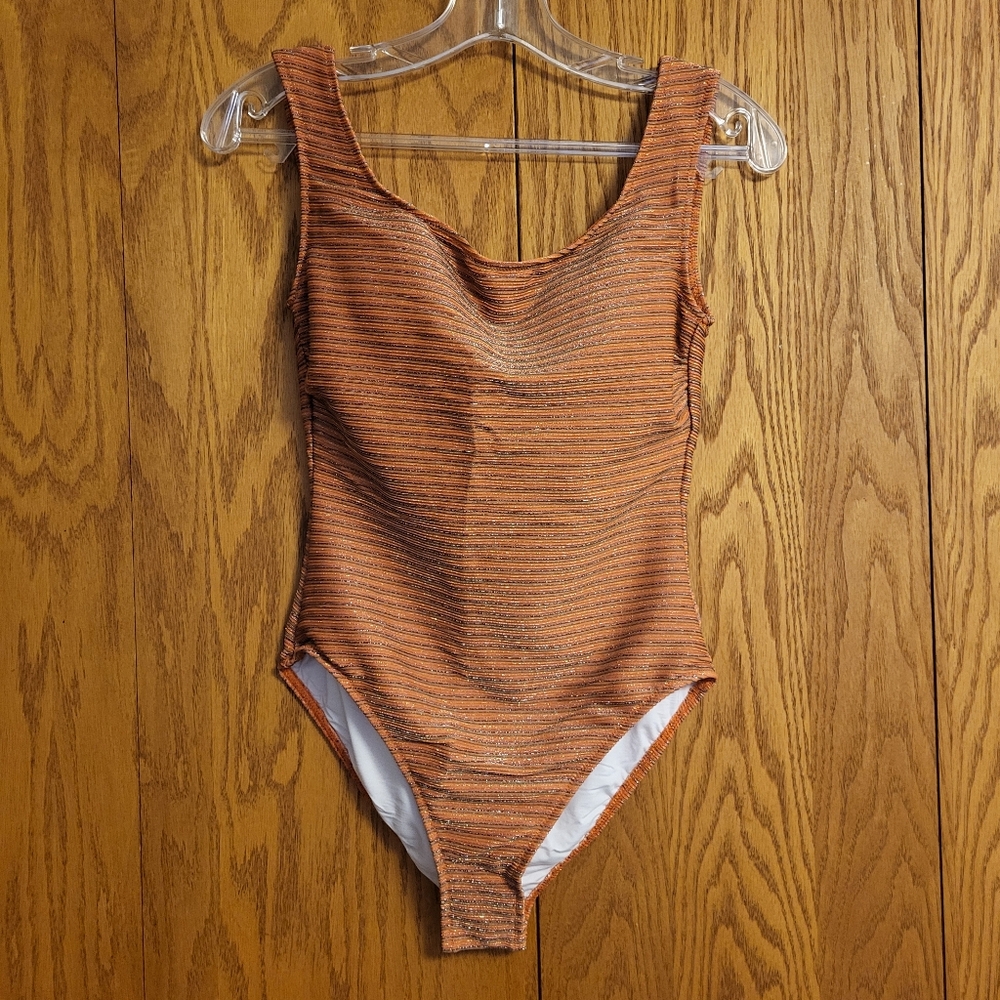 NWT Gottex Martini Orange Striped One Piece Swimsuit Size 10